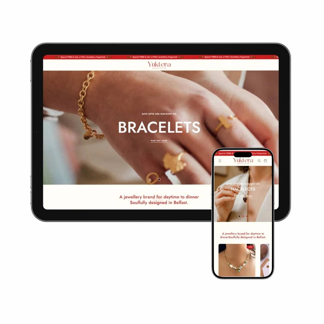 Yuktera Jewellery Brand – Shopify Website Development, Logo Design & Brand Moodboard by Digital Sense